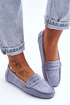 Mokasyny Damskie Zamsz Niebieskie Lenvie FT245