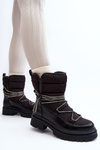 Women's Snow Boots with Decorative Lacing Black Rilana