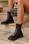 Leather Classic Boots Shoes Women's Black Harleia