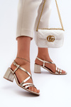 Suede Sandals With Low Heel Maciejka 06653-25 Golden