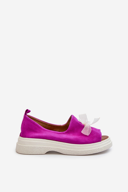 Damskie Sandały Zamszowe Kokardka Fuksja Zazoo 2939