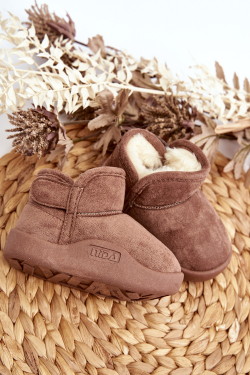 Children's insulated snow boots with fur lining in brown Benigna