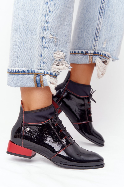 Leather Boots Maciejka 04744-16 Black-Red