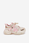 Women's Leather Sneakers On Chunky Sole GOE RR2N4031 Beige