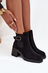 Insulated women's ankle boots with a decorative buckle black Melara