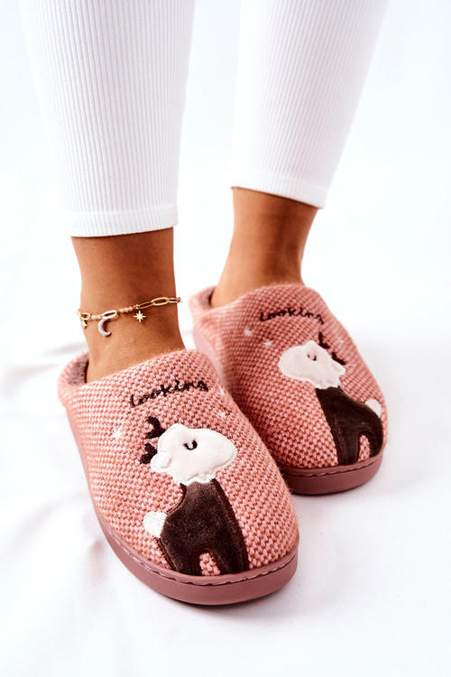 Reindeer Warming Slippers Dark Pink Jilly