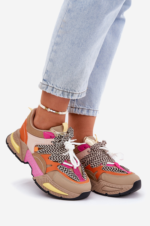 Women's Sports Sneakers with Double Lacing Khaki Samoles