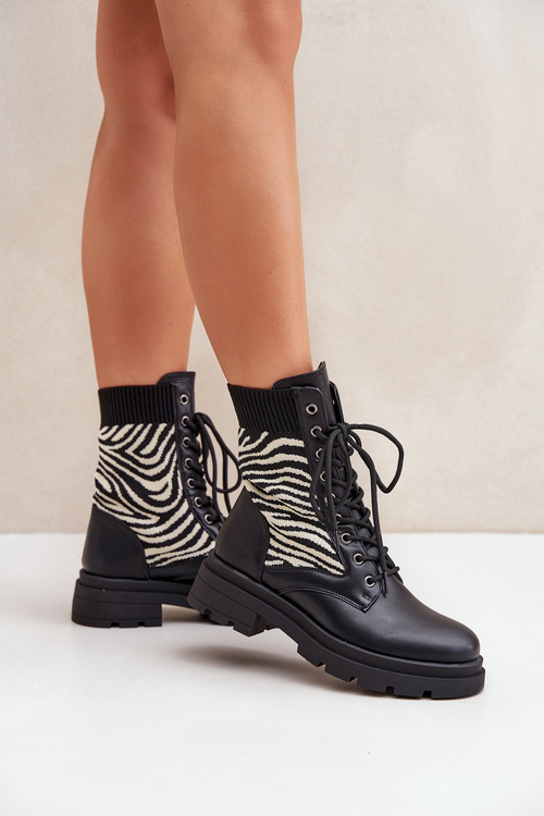 Women’s Work Boots With Sock Zebra Black Raviri