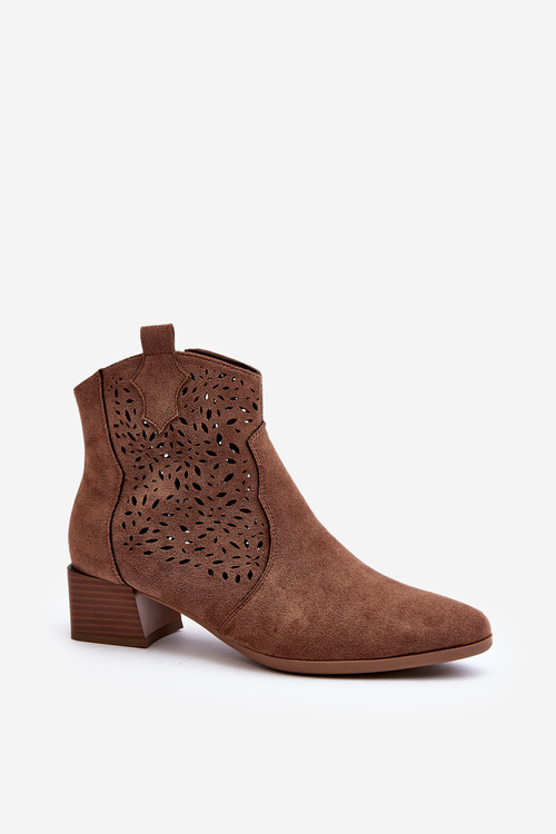 Women's Openwork Ankle Boots Brown Madalina