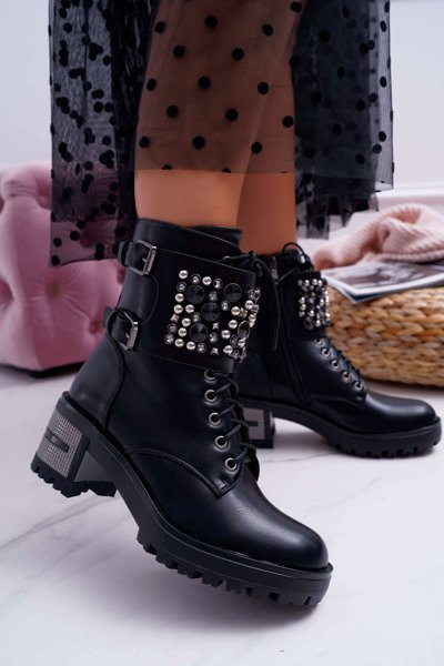 Women's High Rock Boots With Flap Black Infinity
