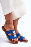 Stylish Slippers with Mirrored Ornament Blue Deep Breath