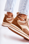 Women's Suede Sports Shoes Brown and Beige Elisse