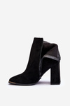 Heeled Suede Lined Boots Black Lamirena 
