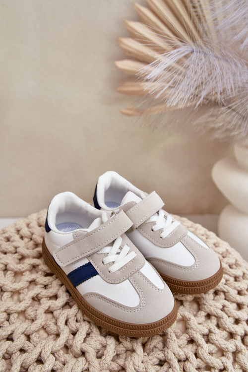 Children's Velcro Sneakers White-Blue Tromella