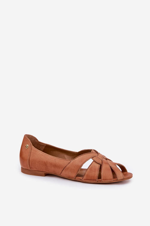 Leather Ballet Flats With Open Toes Maciejka 06908-29/001-1 Brown