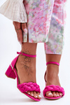 Women's Suede Sandals with a Braid Fuchsia Essenza 