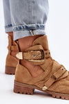 Lu Boo Zamszowe Botki Z Wycięciami Camel Rock Girl