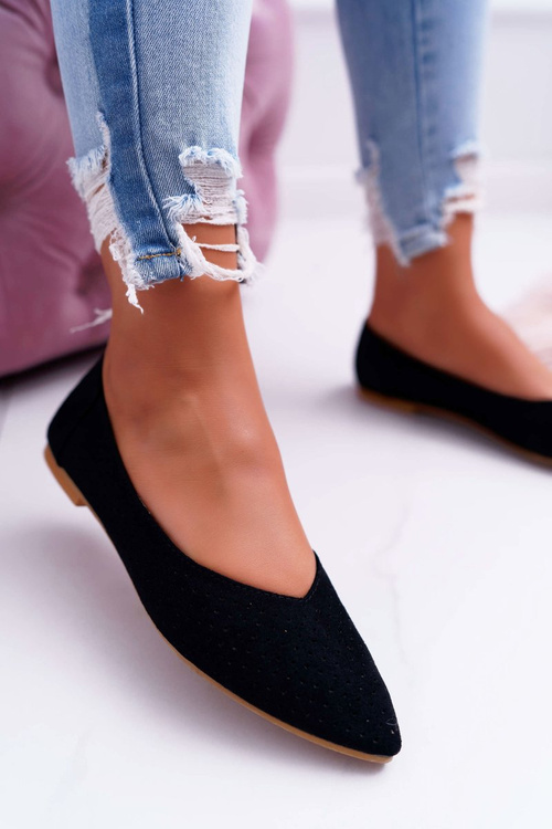 Lu Boo Women's Ballerinas Openwork Black Dessert