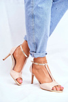 Sandals On High Heel S.Barski 280-58 Beige-Gold