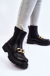Women's Warm Boots With Front Decoration Black Tilda