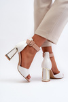 White Patent Sandals with Heel Adrianu