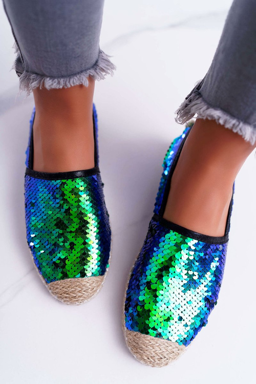 Espadryle Damskie Lu Boo Zielone Cekiny