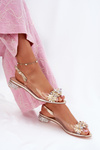 Transparent Sandals On Low Heel With Decoration D&A MR51-709 Golden