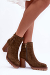 Heeled Suede Boots Olive Makeline 
