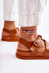 Leather Sandals On Platform Camel Tessy