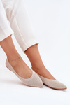 Mesh Fabric Ballet Flats Women's Beige Sarina