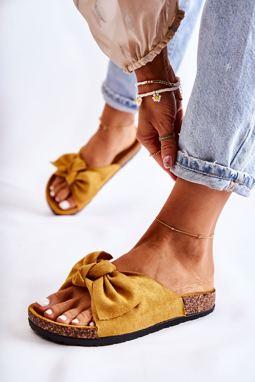 Cork Lining Flip Flops Dark Yellow Wendy