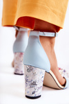 Leather Sandals On A Bar With Crystals Blue Velinda
