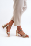 Women's High Heel Sandals with Shiny Gold Strap Tessata