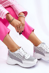 Women's Sport Shoes On The Platform White And Gray Ferrina