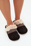 Women's slippers with fur and embroidery Black Devianne