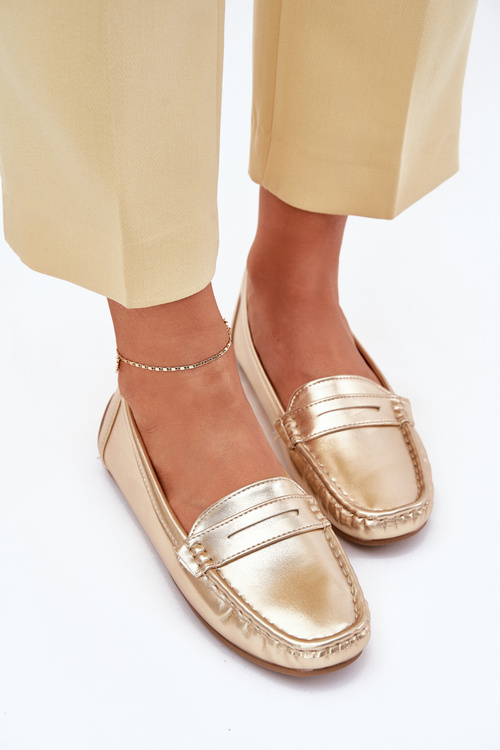 Ladies Eco Leather Moccasins Gold Lenvie