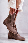 Lace-up suede boots Nicole 2751 Brown