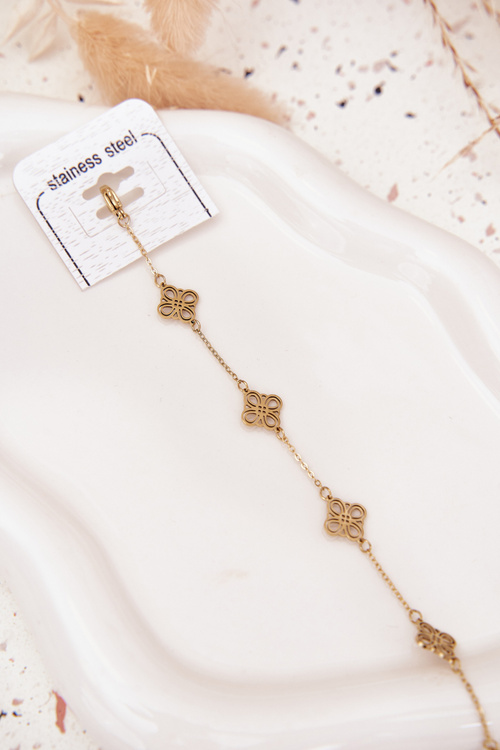 Bransoletka Damska Zawieszkami Stal Nierdzewna Złota