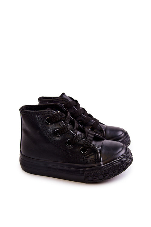 Children's Leather High Sneakers Black Marney
