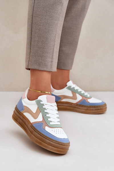Women's Sneakers With Glitter On Platform Blue Annines