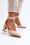 Beige Suede Pumps With Stiletto Heel Lodho