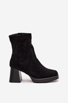 Women's Heeled Boots Made Of Eco Suede With Zipper Black Serinna
