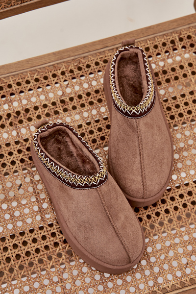 Młodzieżowe Dziecięce Śniegowce Na Platformie Z Haftem Khaki Jolisse