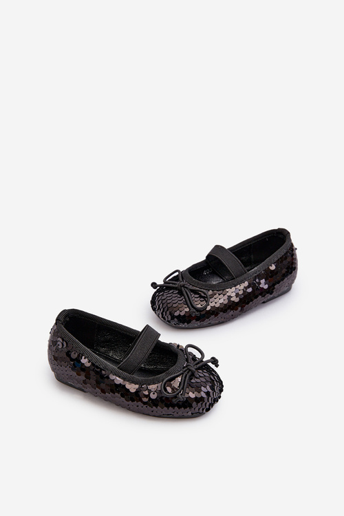 Children's Ballerina Flats Adorned with Sequins Black Weries