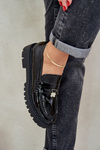 Lacquered Women's Moccasins With Teddy Bear Black Wulinea