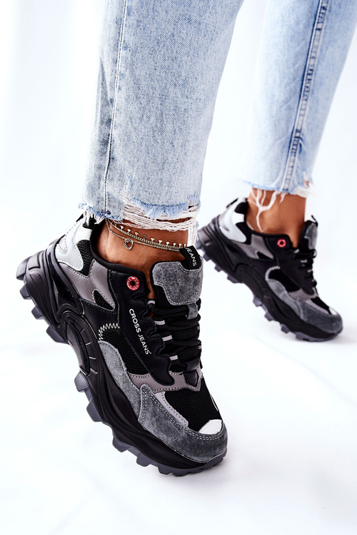Women's Sport Shoes Cross Jeans Black Grey II2R4019C