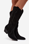 Leather Suede Cowboy Boots Women's Insulated Black Urselle