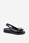 Ladies Sandals With Decorative Flower Black Divonne