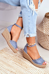 Sandals On A Braided Wedge Blue Sagittarius