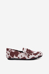 Damskie Mokasyny Loafersy W Łaty Płaskie Brązowo-Białe Soreline